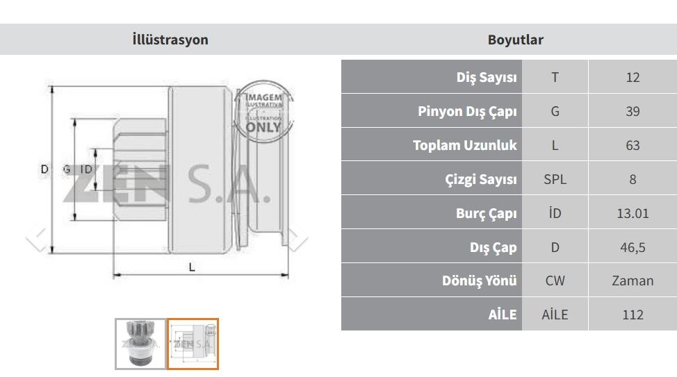 Marş Dişlisi 12diş Ford Transit Ranger V347 2.2 3.2 2012 --> Mıtsubıshı Tıpı | Zen 1807