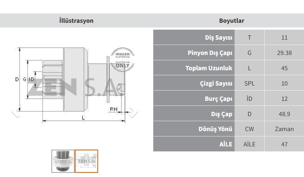 Marş Dişlisi 11diş Cıtroen Peugeot Partner Toyota | Zen 1812