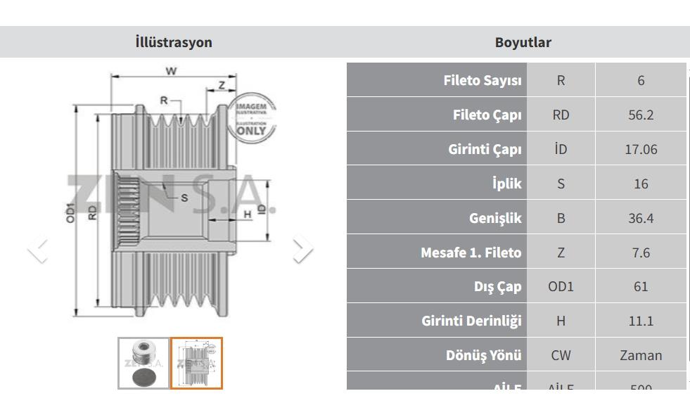 Alt.kasnağı 6kan Skoda / Volkswagen | Zen 5388