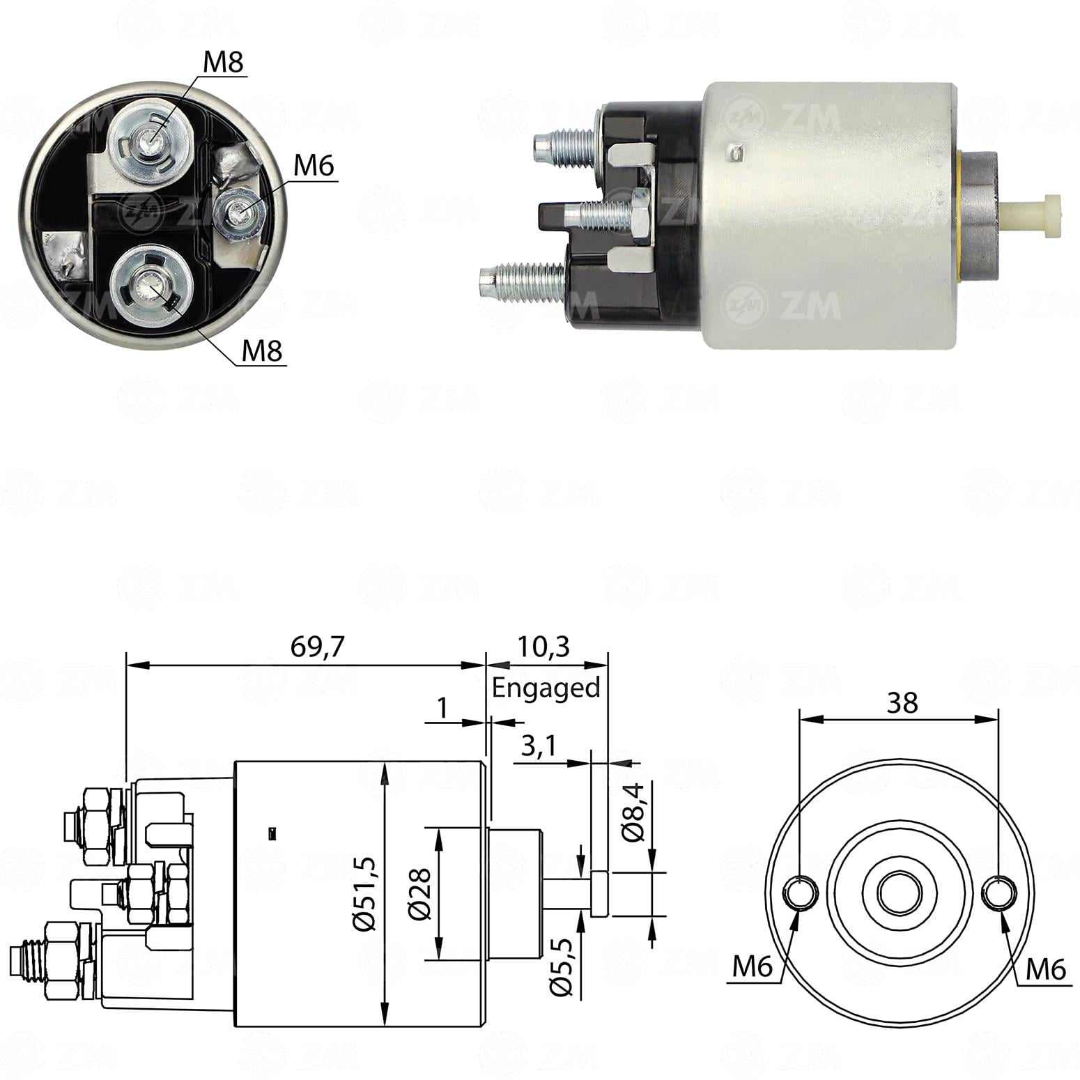 Marş Otomatiği 12v Gm Chevrolet / Gm Opel / Gm Vauxhall | Zm 2996