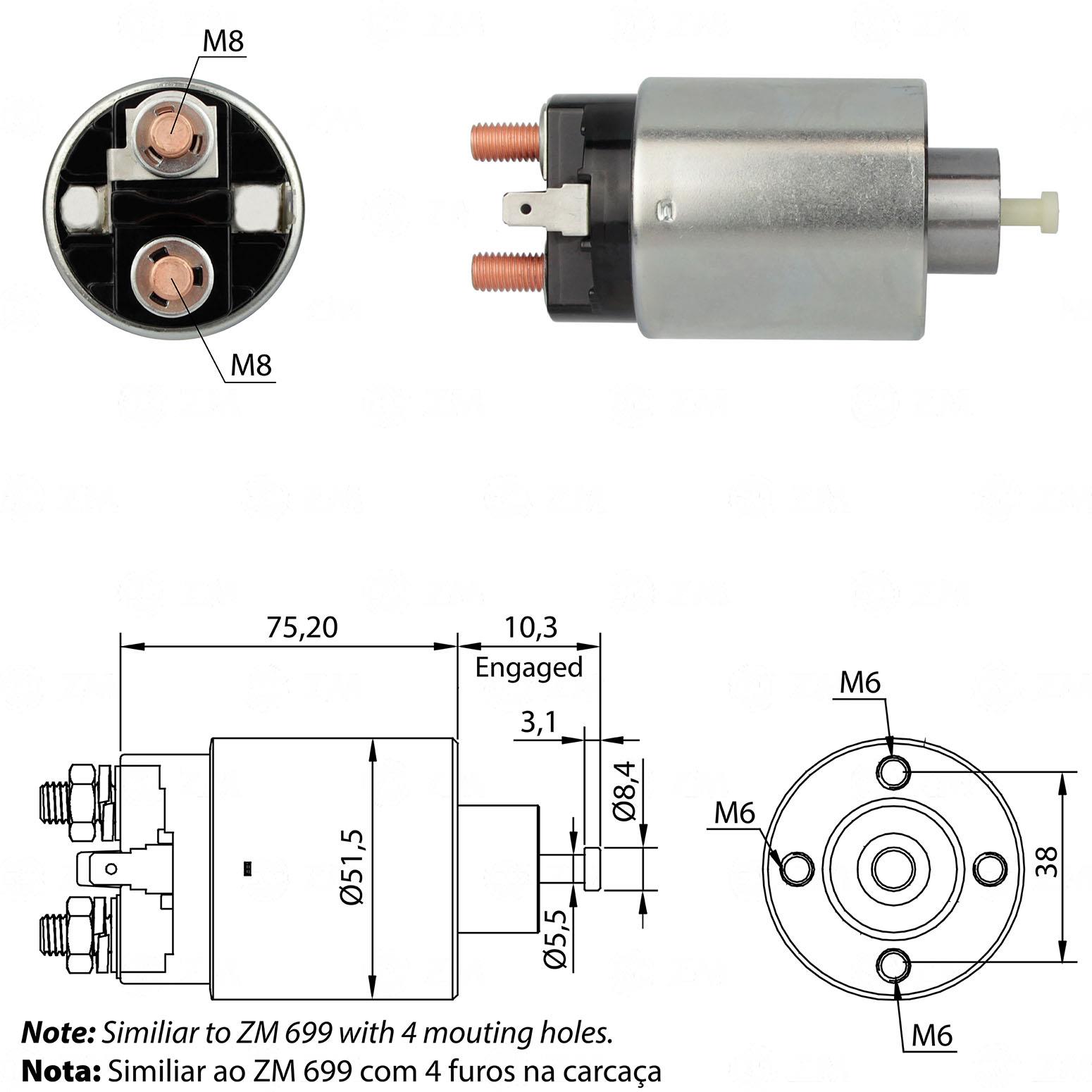 Marş Otomatiği 12v 2delik Hyundaı Accent Elantra H100 Sonata | Zm 4699
