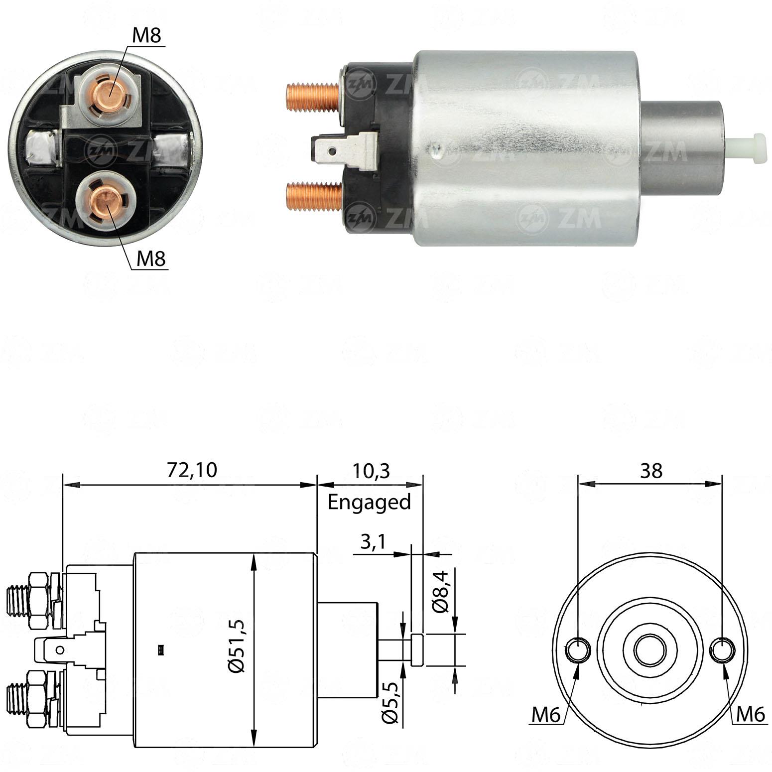Marş Otomatiği 12v 2delik Mıtsubıshı L300 Ym Nissan Mazda | Zm 697