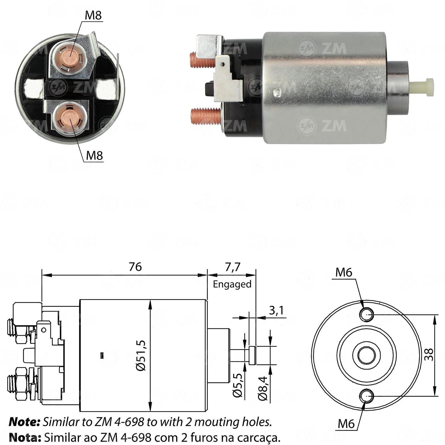 Marş Otomatiği 12v 2delik Hyundai Accent L300 Mazda 323 626 | Zm 698