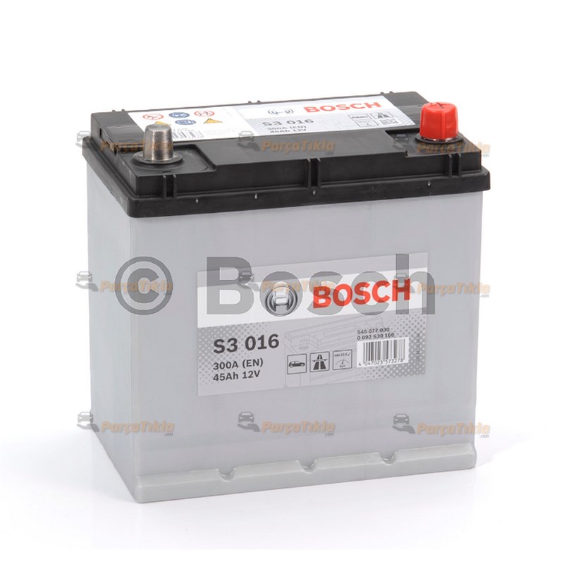 12 V 45 Ah Bosch Akü S3 Seri Marş Aküsü (Dar) 0092S30160