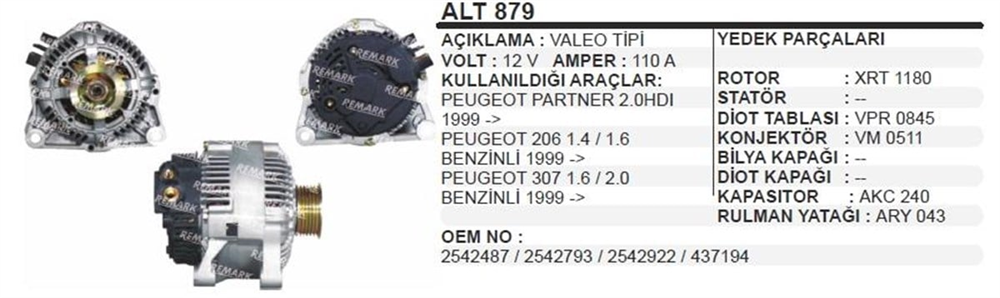 AESALT879-Alternatör Dinamo