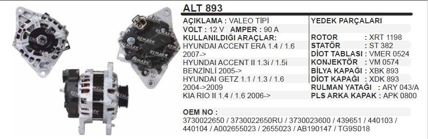 AESALT893-Alternatör Dinamo