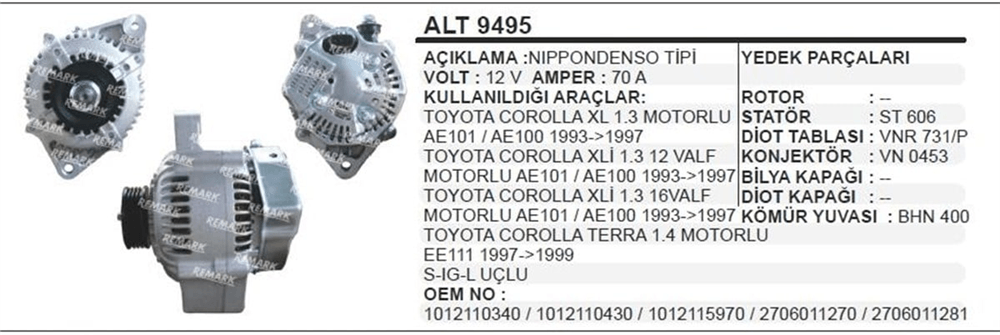 AESALT9495OEM-Alternatör Dinamo