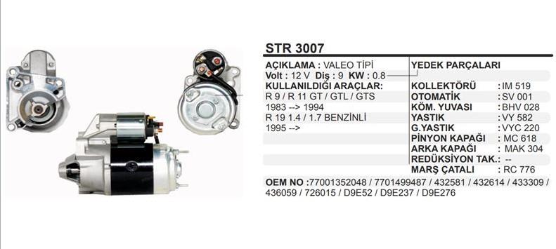 AESSTR3007-Marş Motoru - Marş Dinamosu