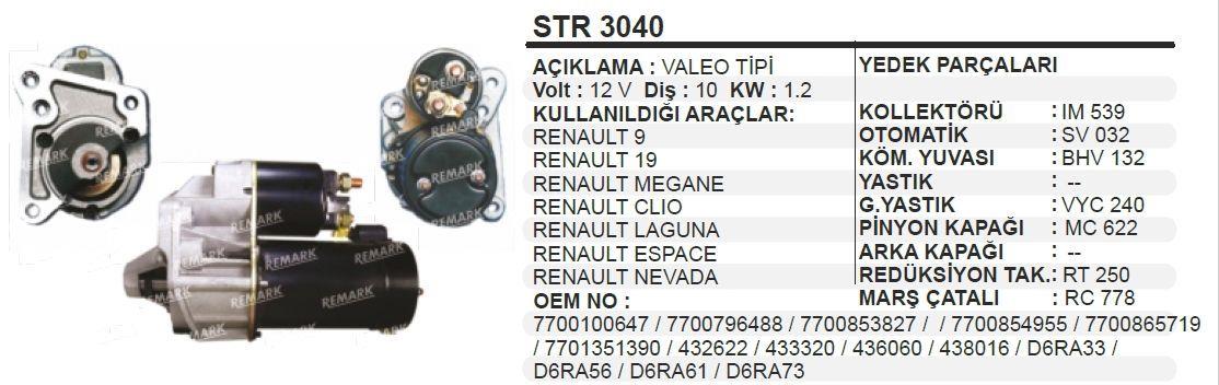 AESSTR3040-Marş Motoru - Marş Dinamosu