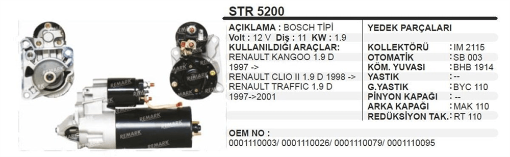 AESSTR5200-Marş Motoru - Marş Dinamosu