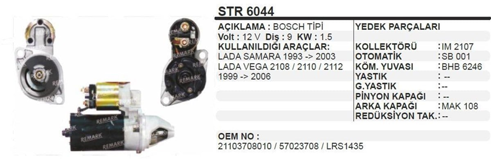 AESSTR6044-OEM-Marş Motoru - Marş Dinamosu