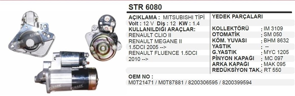 AESSTR6080-Marş Motoru - Marş Dinamosu