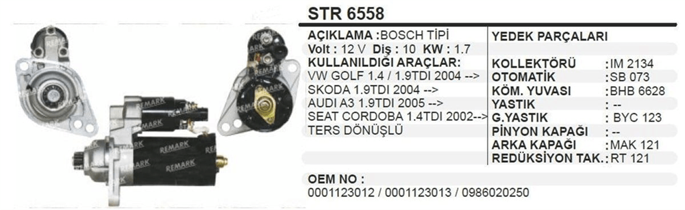 AESSTR6558-OEM-Marş Motoru - Marş Dinamosu