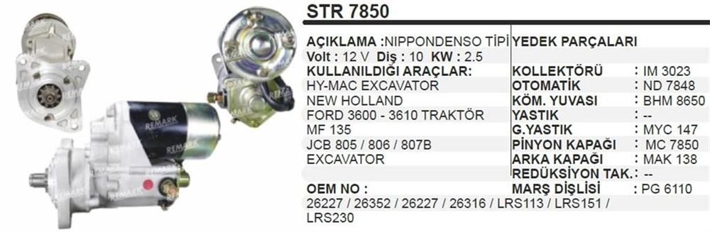 AESSTR7850-Marş Motoru - Marş Dinamosu