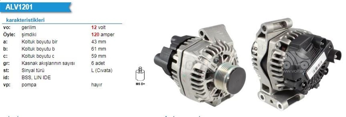 ALTERNATÖR 12V 120AH CITROEN  FIAT  PEUGEOT 