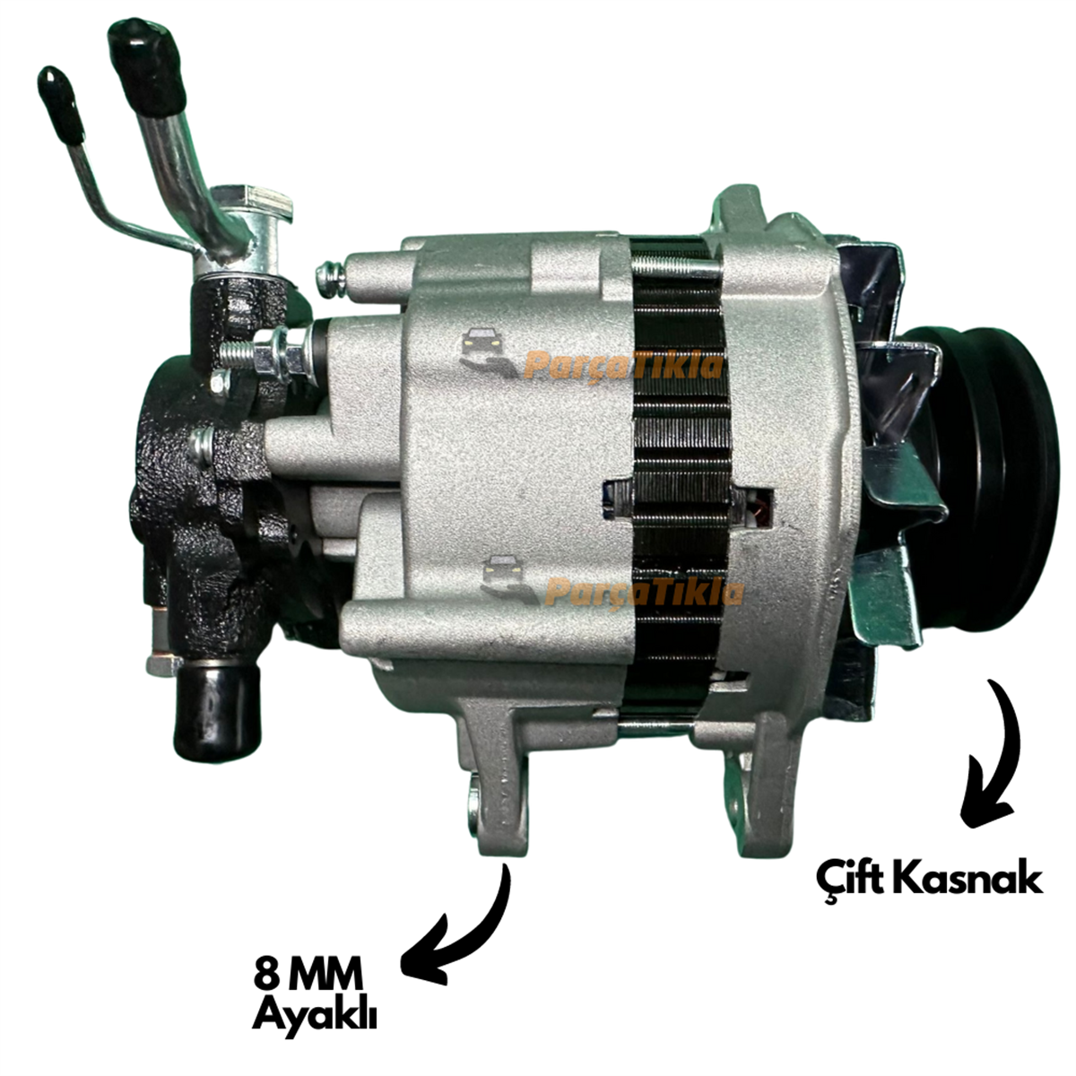 Alternatör 12V 65Ah H100 Em Çift Kasnak Kalın Boru 8Mm Alt Ayak 8Mm Alt911