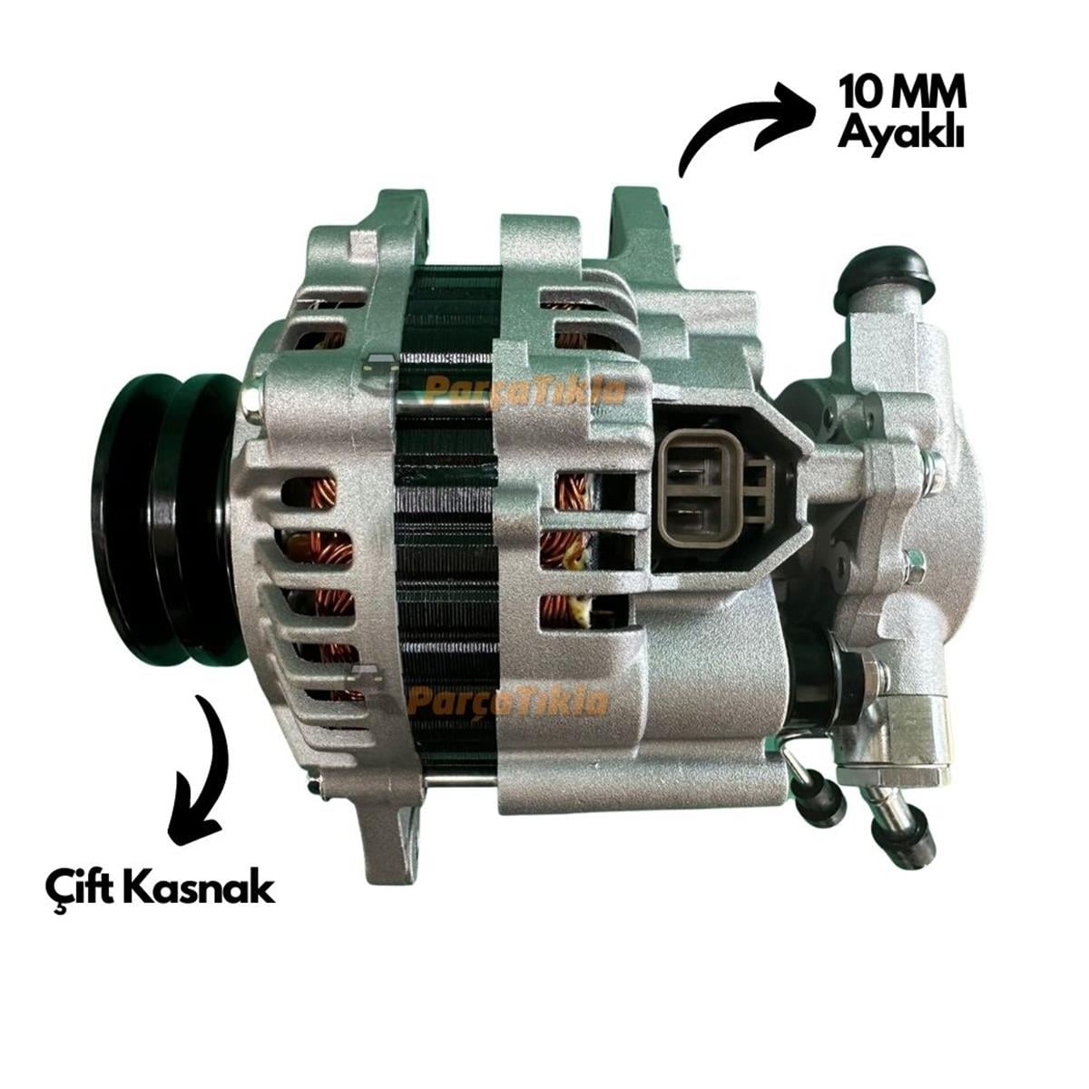 Alternatör 12V 75Ah H100 Çift Kasnak Em (Alt Ayak 10Mm Saplamalı) Altv039a