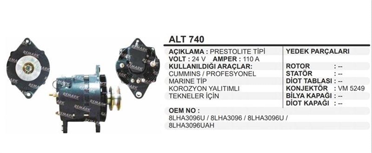 Alternatör 24V 110Ah Cummıns Tip Prof  Kamyon