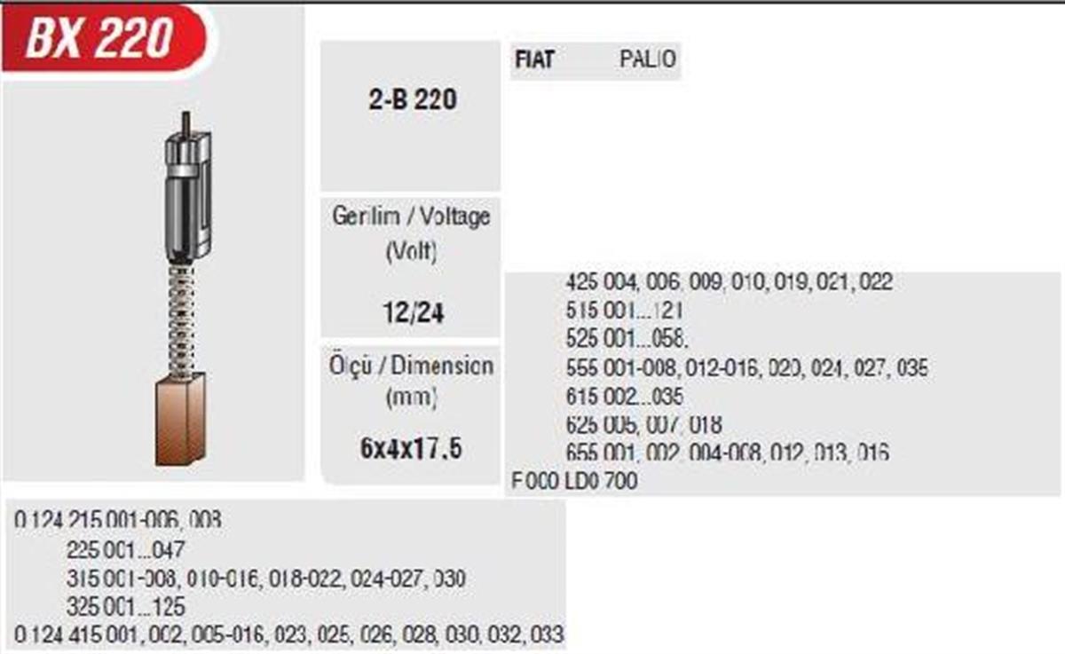 Alternatör Kömürü 12V 24V Fıat Palıo Bosch Tipi 6*4*17 5 | Mega Bx220