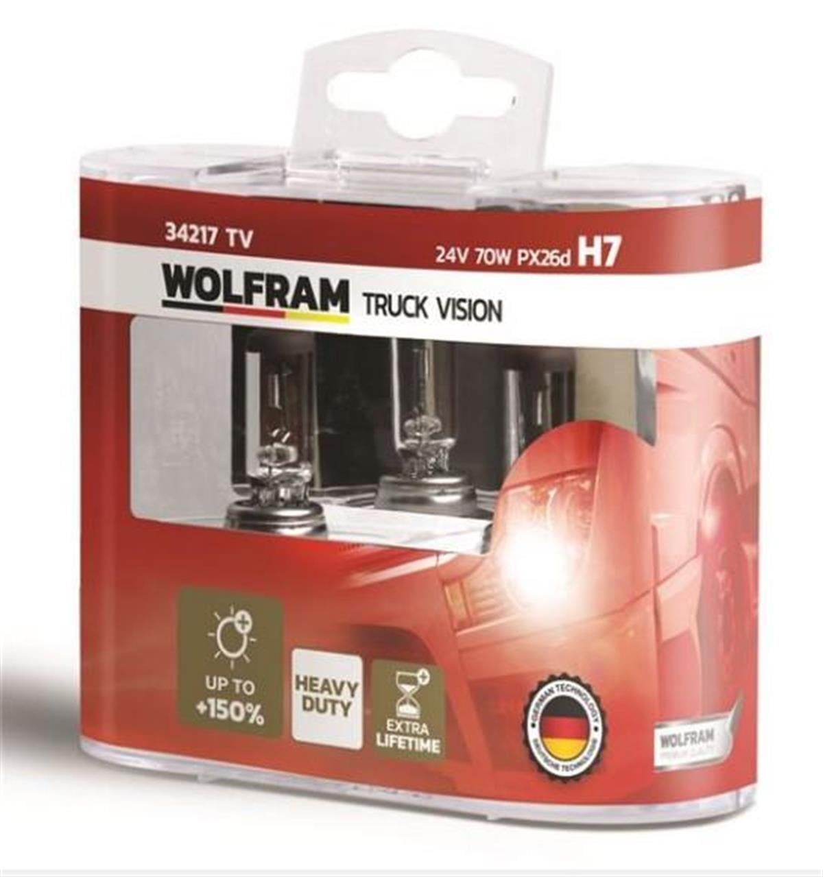 Ampul 24V H7 70W Takım %150 Fazla Işık Px26d Truck Vision | Wolfram 34217Tv
