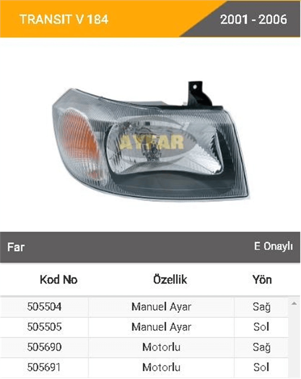 AYFAR505505-Far Komple
