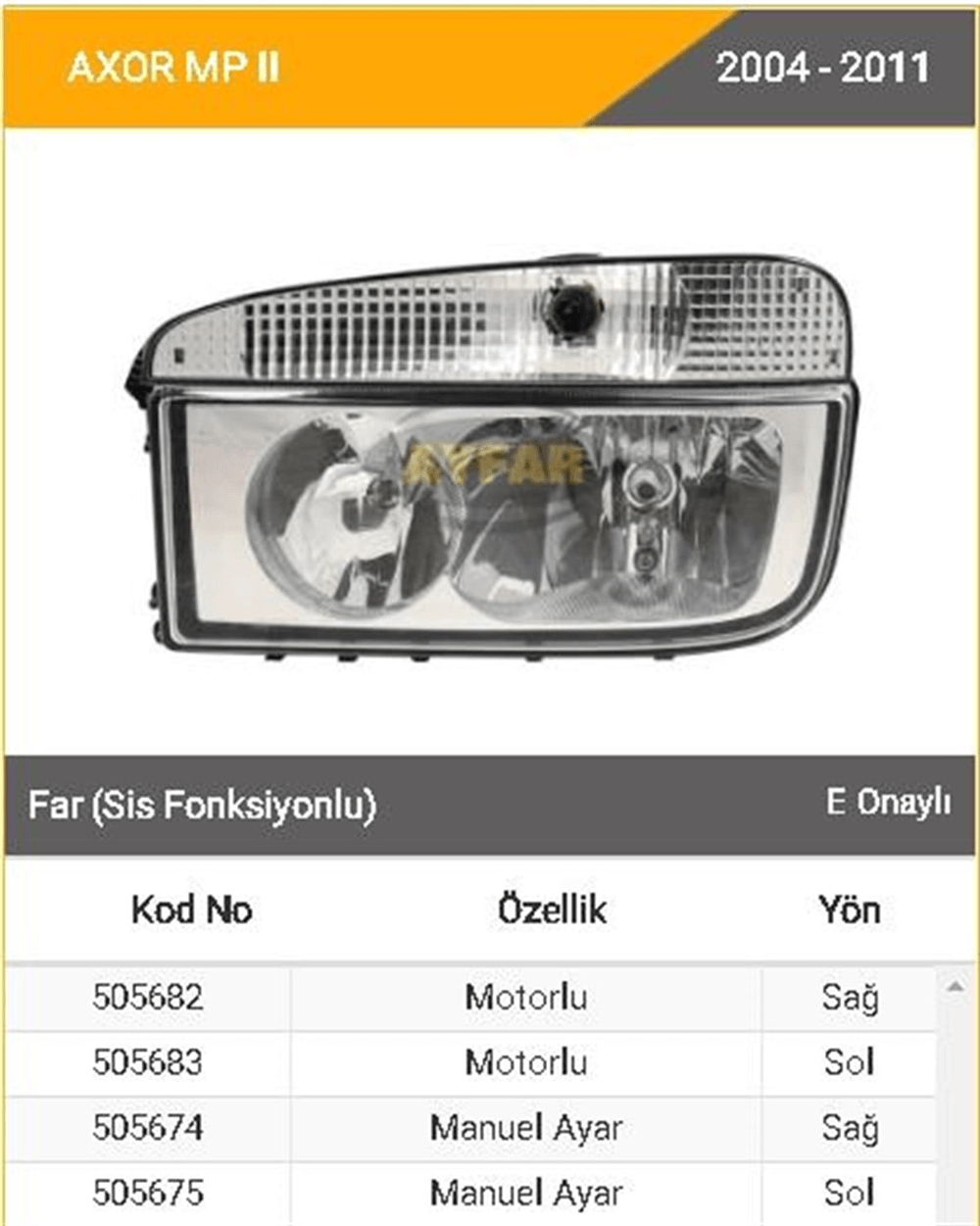 AYFAR505682-Far Komple