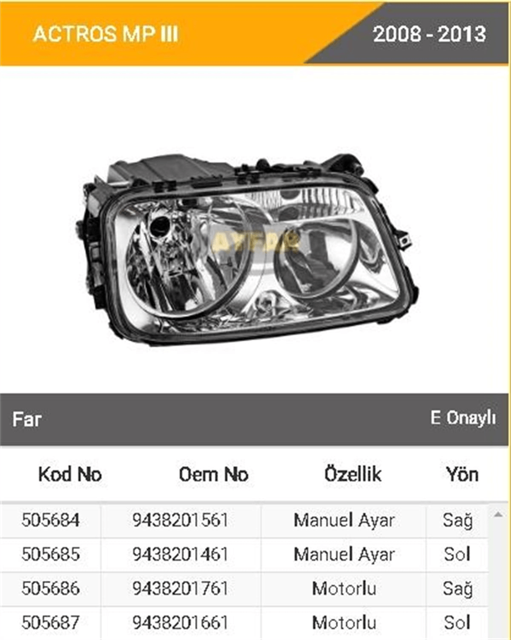 AYFAR505684-Far Komple