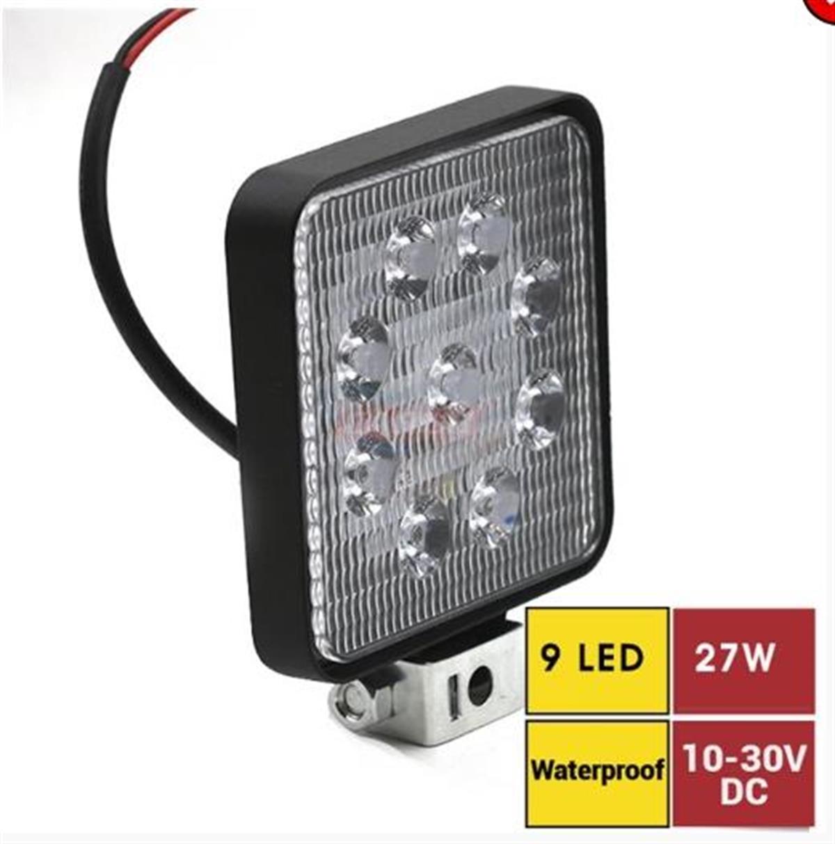 Çalışma Lambası 10V 30V 27W 9Led Kare Siyah