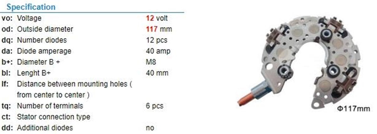 Diyot Tablası 12V 40Ah Honda Civic Accord 