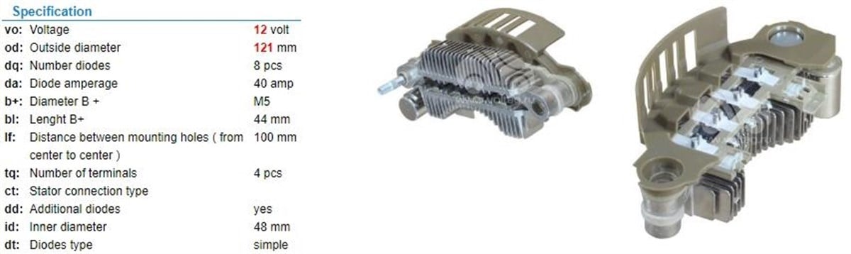 Diyot Tablası 12V Hyundai Starex H100  100Mm Gndm504d