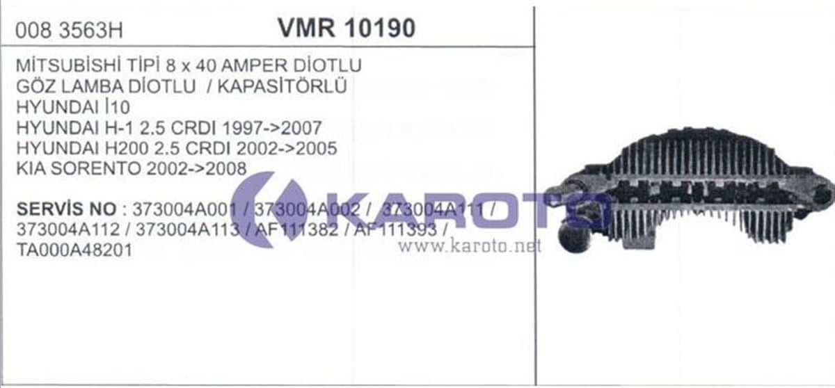Diyot Tablası İ10 2 5Crdı 97 07 H1 H200 02 05 Sorento 02 08