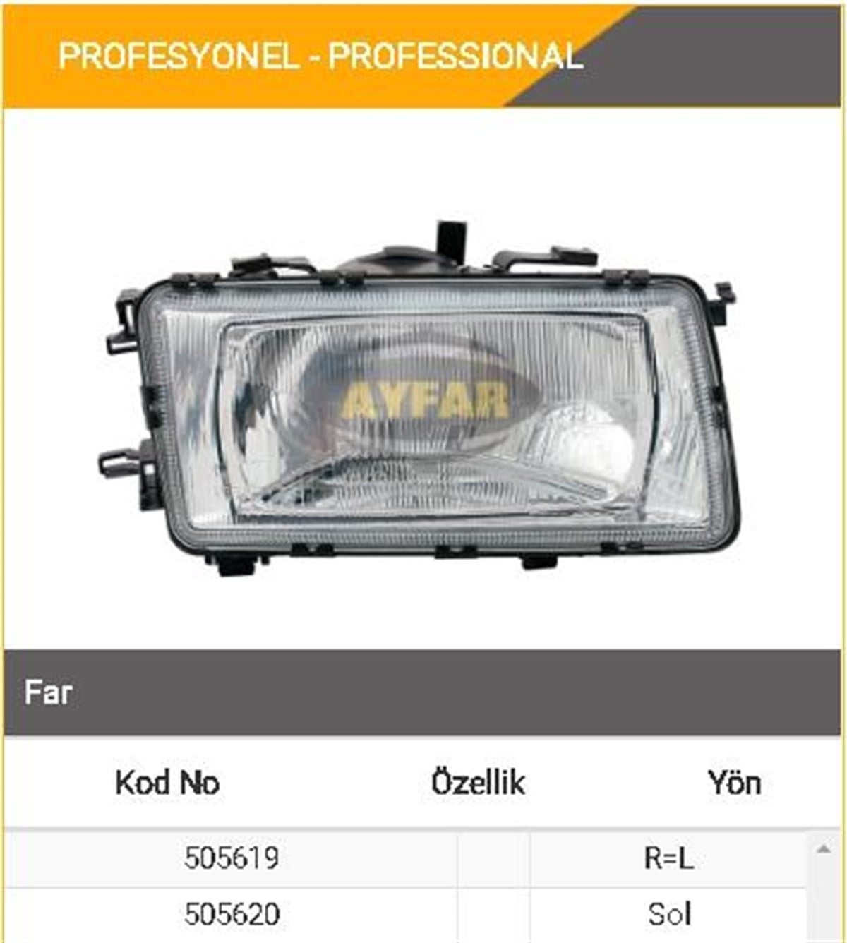 FAR BMC PROF.AUDİ 80..SAĞ.............AYFAR505619 