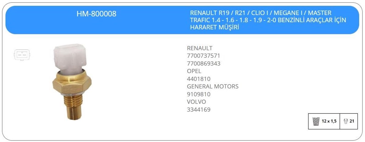 Hararet Müşürü Renault R19 R21 Clio