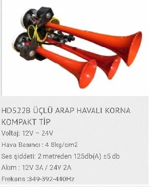 HİDOHD522B12V-Korna & Siren Çeşitleri