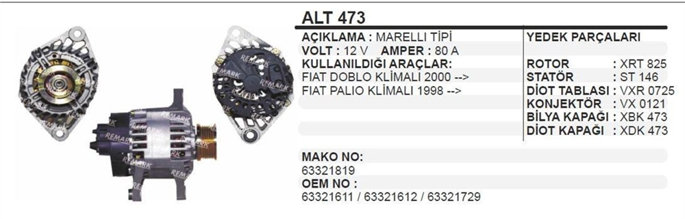 ITHALT473R-Alternatör Dinamo