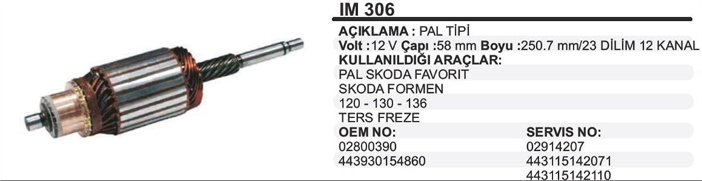 ITHIM306A-Marş Kollektörleri