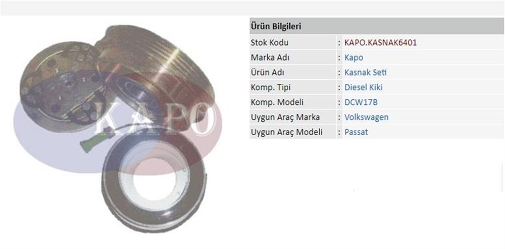 KAPOKASNAK6401-Klima Kasnak Setleri