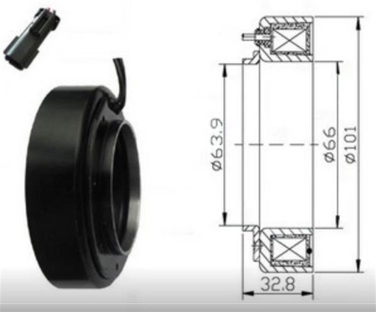 Klima Kompresör Bobini 12V Hyundai  İç:63,9Mm G:32 8Mm U:101Mm