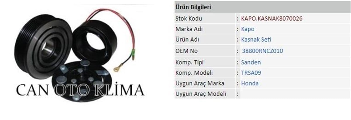 Klima Kompresör Kasnak Seti 6Pk Honda Civic 2001 112Mm