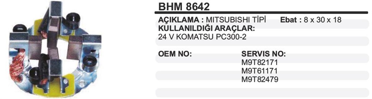 Kömür Yuvası 24V Komatsu Pc 300 2 Bhm8642