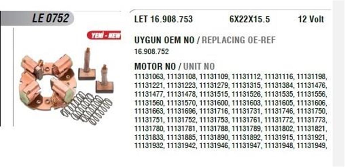 Kömür Yuvası 6X22x15 Iskra Tıpı Erkunt Jcb Deutz Khd Jcb Prekıns Mf Erkunt Traktör Landını Daıly Mascott 16908752 Bhp 1184 Şap | Mega Le0752