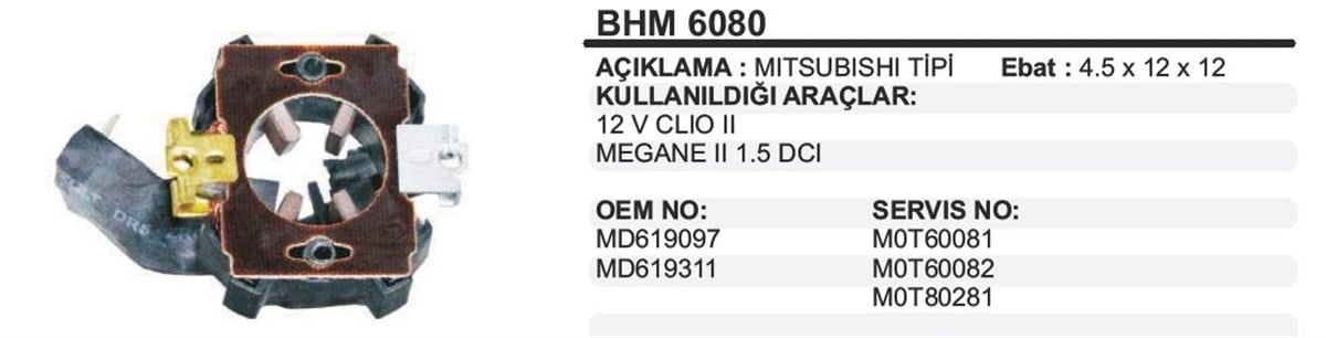 Kömür Yuvası Clio2 Megan2 1,5 Cdı Bhm6080