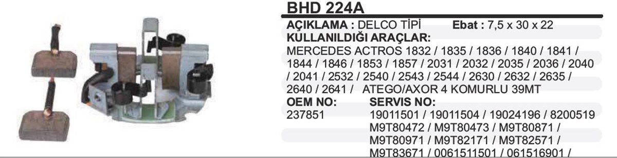 Kömür Yuvası Mercedes Axor Atego 39Mt Bhd224a