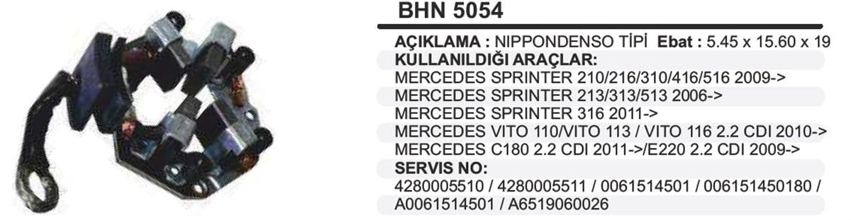 Kömür Yuvası Mercedes Sprinter 310/313 Toyota Corolla