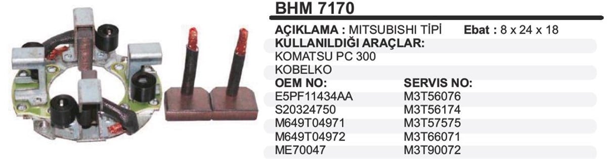 Kömür Yuvası Mits  İş Makinası    8X24x18 Mıtsubıshı Tıpı Komatsu Pc 300 Kobelco Bhm7170