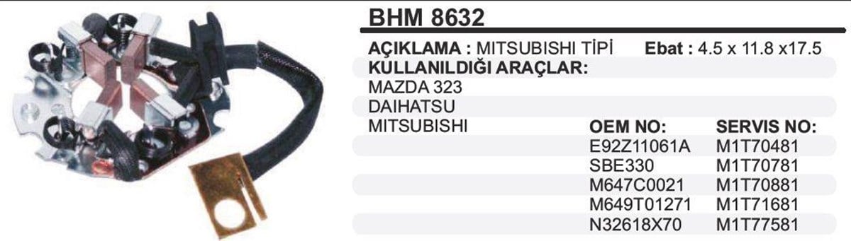 Kömür Yuvası Mits  L300 /Hyundai Exelrenault Kango Mazda 323 Daıhatsu         Bhm8632