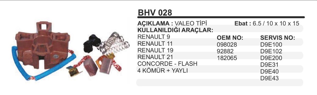 Kömür Yuvası R9 R11 R19 R21 Kömürlü+Yaylı 098028 