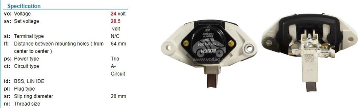 Konjektör 24V Ym Bosch Tip Flag120607 80 Amper (Bosch:6033Rd2004,1197311304 Iveco:93158421 Man:81256016035 Mb:A0021