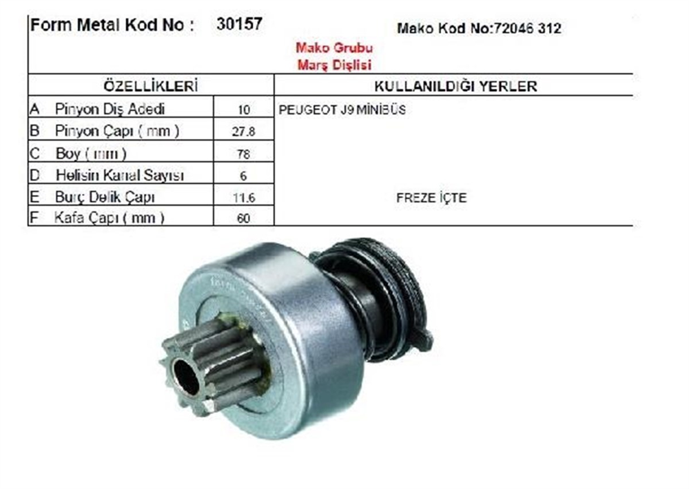 MAKO72316027-Marş Dişlisi