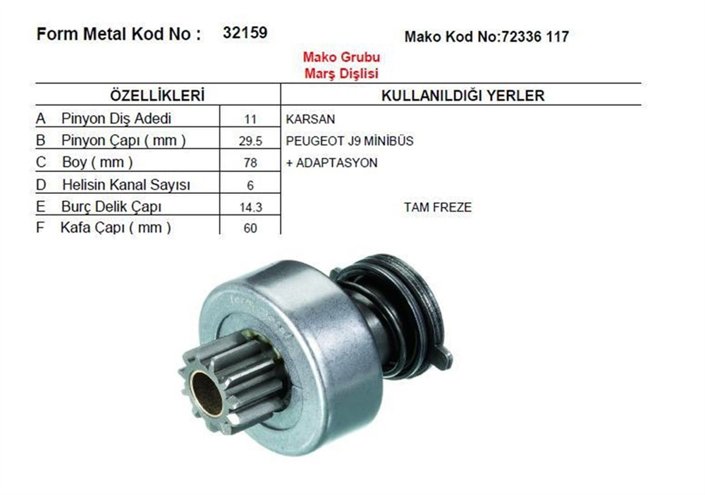 MAKO72356119-Marş Dişlisi